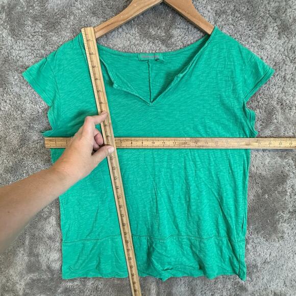 Fresh Produce Women Teal Green T Shirt Cotton Slub Notch Neck Short Sleeve S - Picture 6 of 8